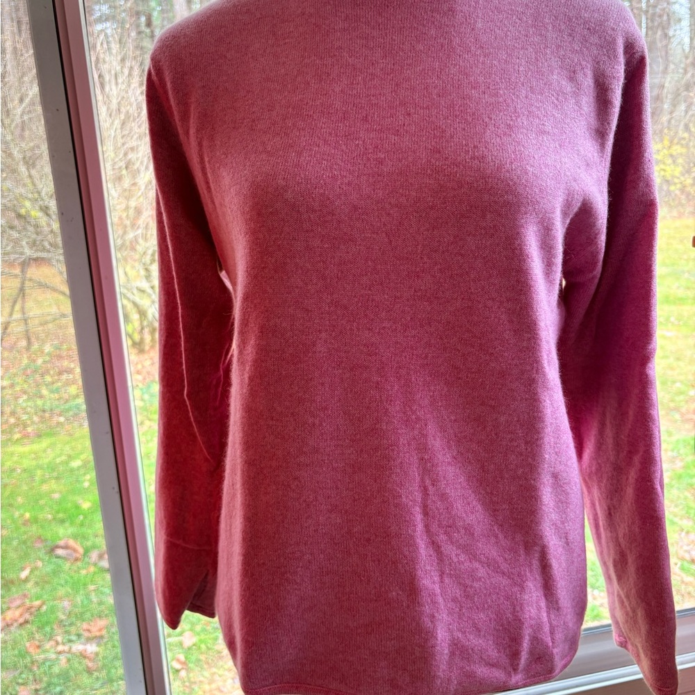 Pink & Black Reversible Long Sleeve Turtleneck Cashmere Sweater